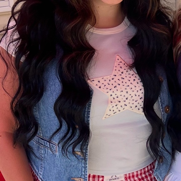 Light Blue Star Print Women's Tee - Picture 4 of 4